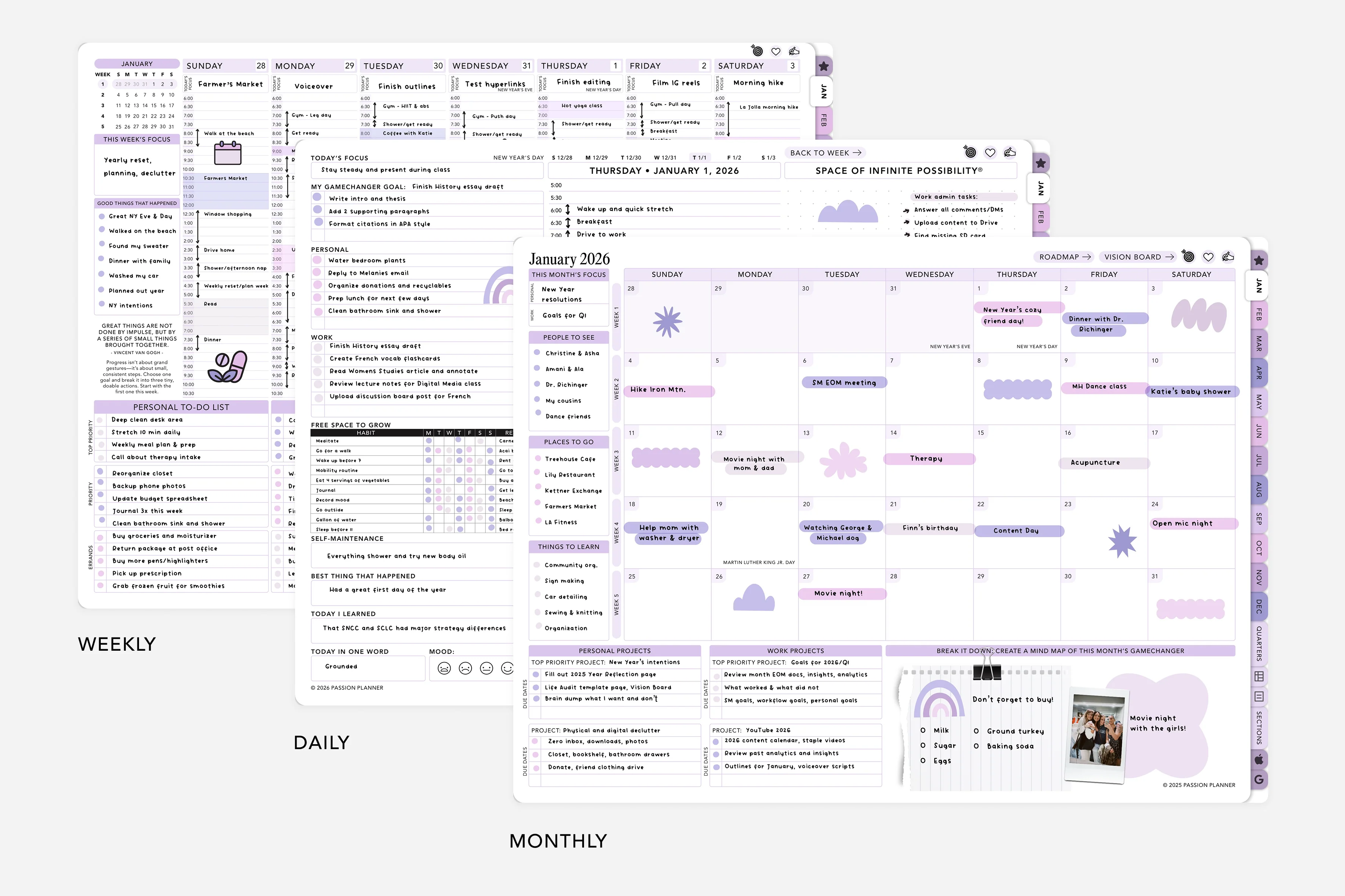 Digital Planner - 2026 Weekly & Daily - Lavender Dream Bundle - Image 3