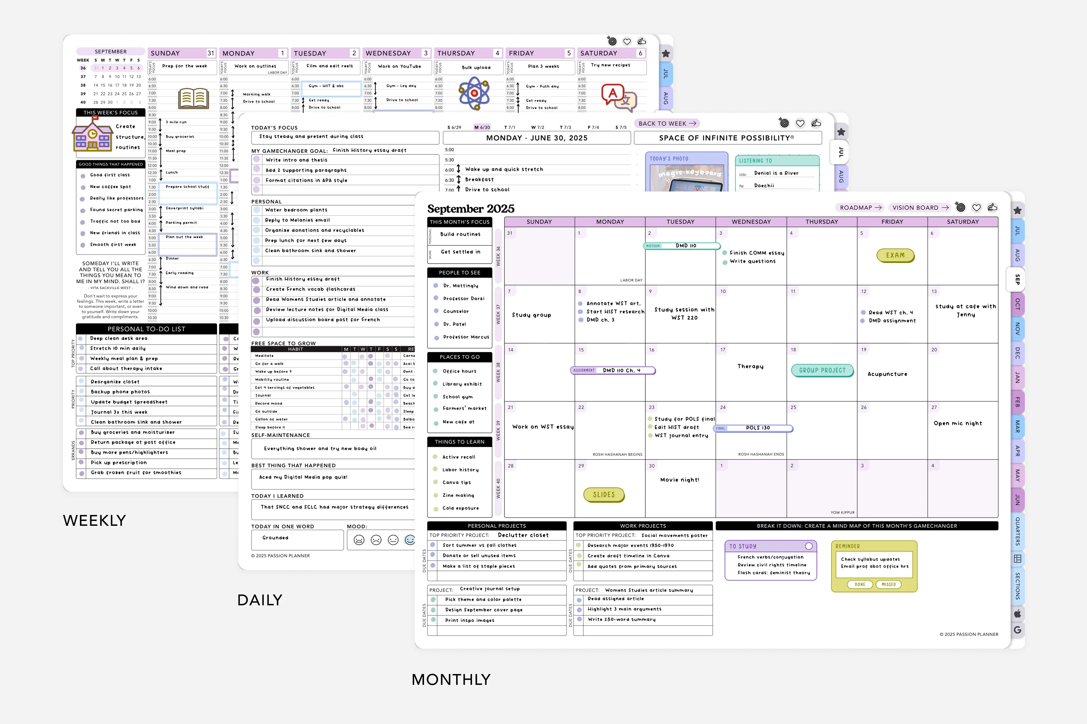 Digital Mid-Year Planner - 2025-2026 Weekly & Daily - Dreamy Dusk Bundle - Image 4