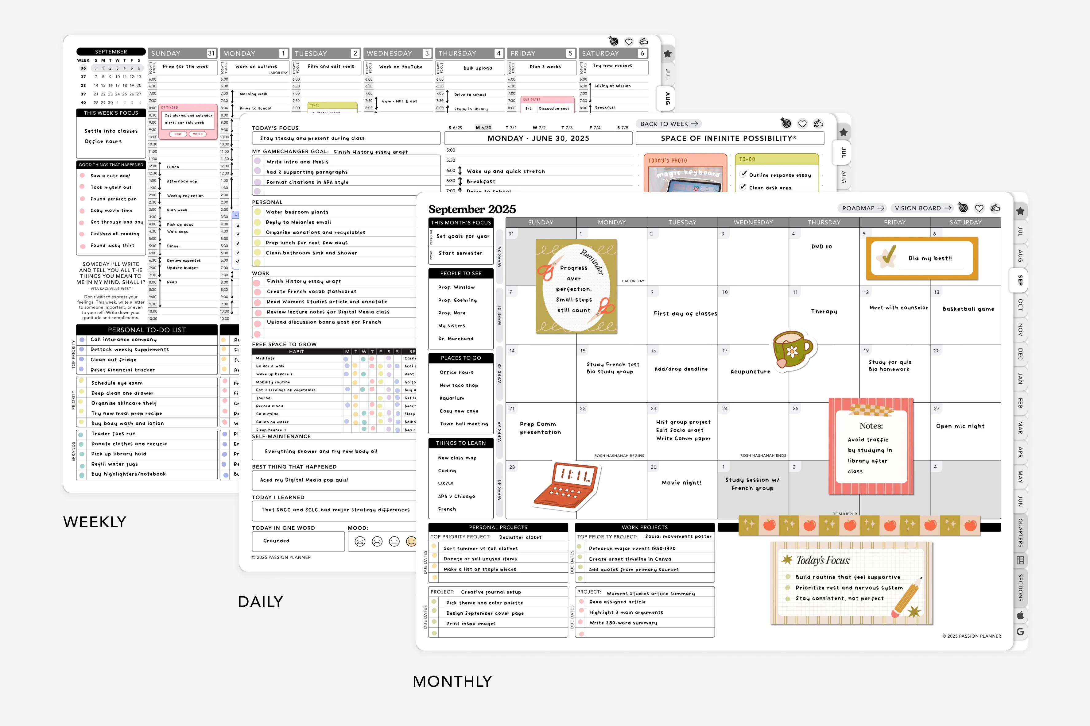 Digital Mid-Year Planner - 2025-2026 Weekly & Daily - Elite Black Bundle - Image 3