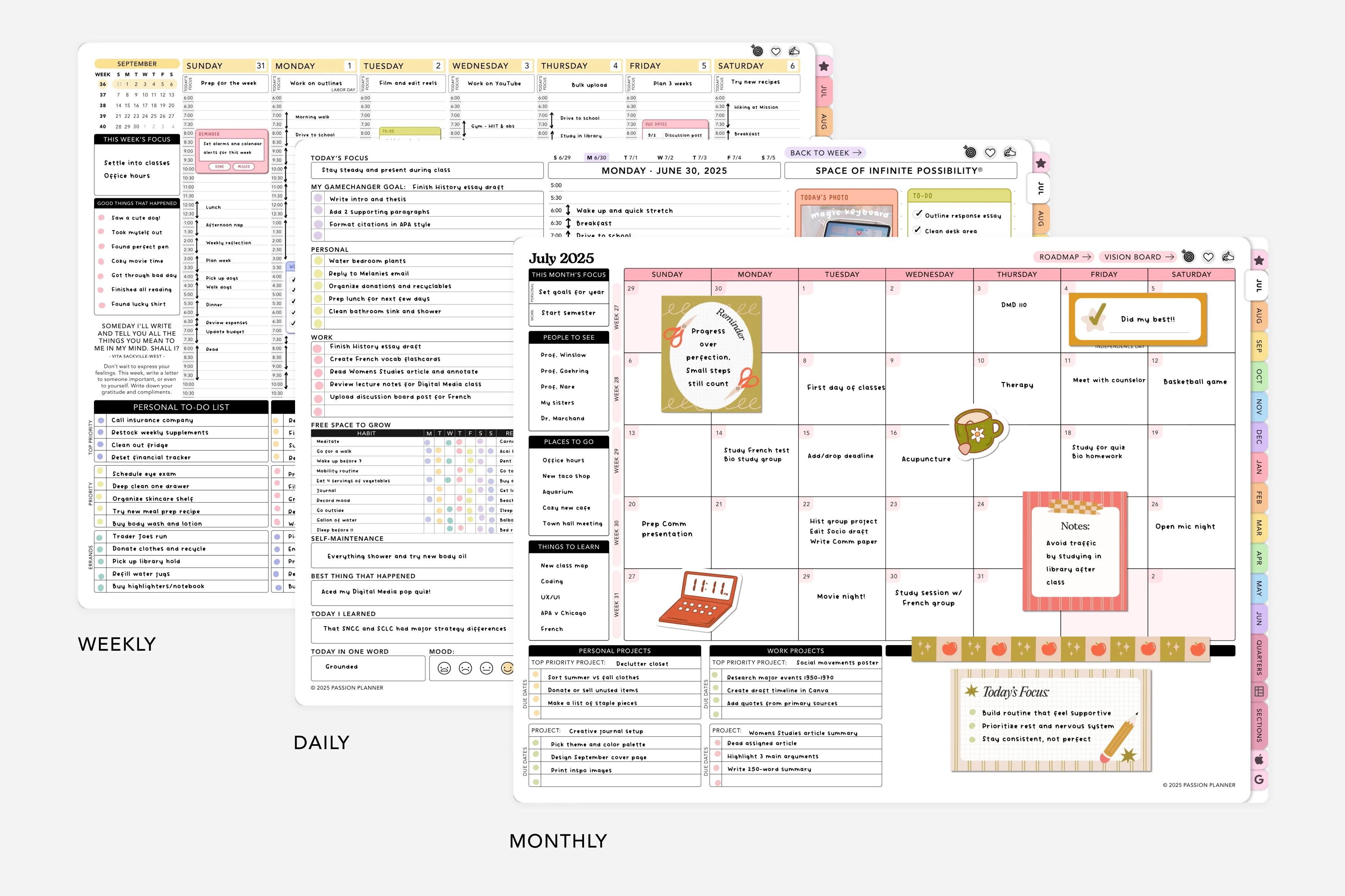 Digital Mid-Year Planner - 2025-2026 Weekly & Daily - Rainbow Prisma Bundle - Image 3