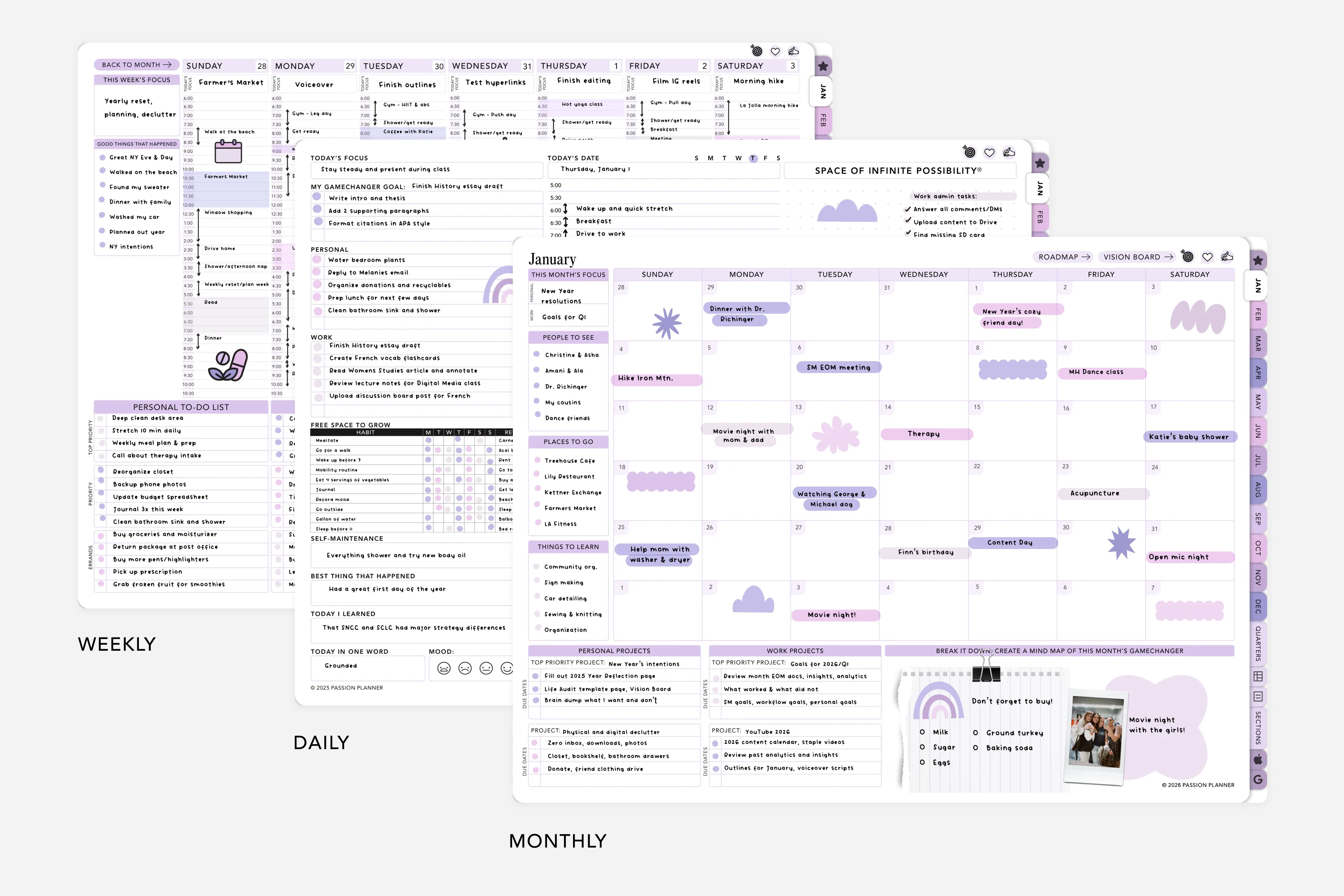 Digital Planner - Undated Weekly & Daily - Lavender Dream Bundle - Image 3